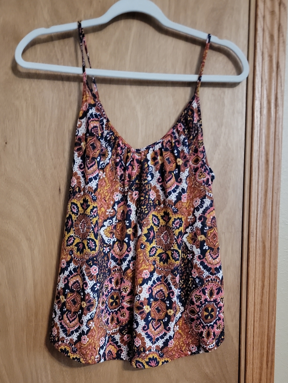 H&M Floral Print Spaghetti Strap Camisole in Pink and Gold